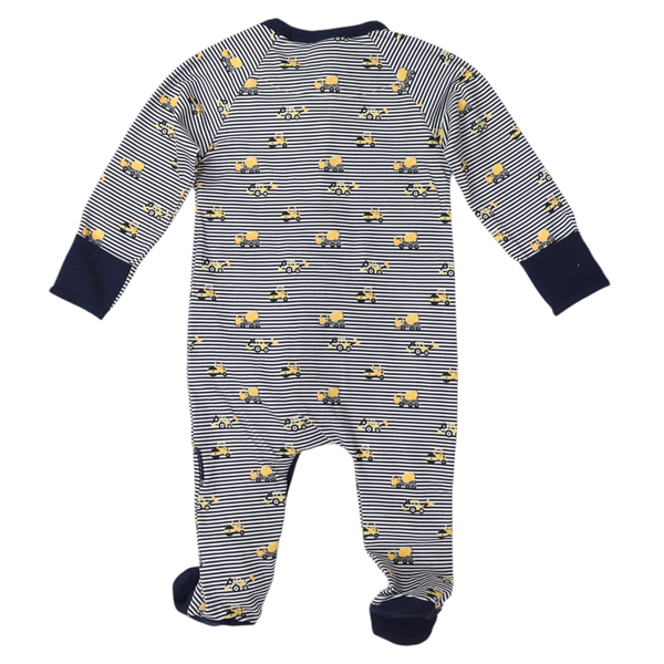 Trucks and Diggers Long Sleeve Zip Romper Navy