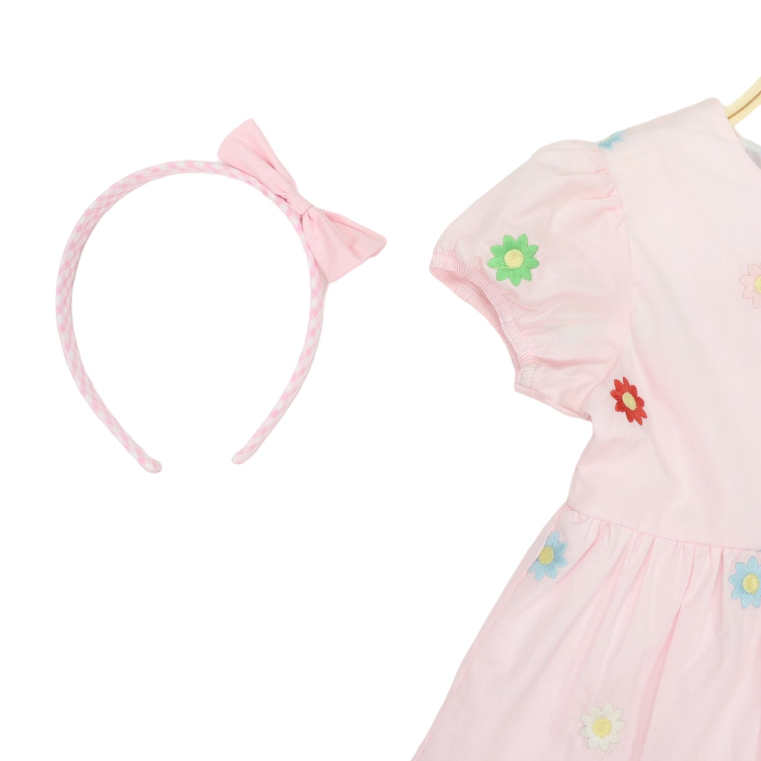 Gingham Headband Pink