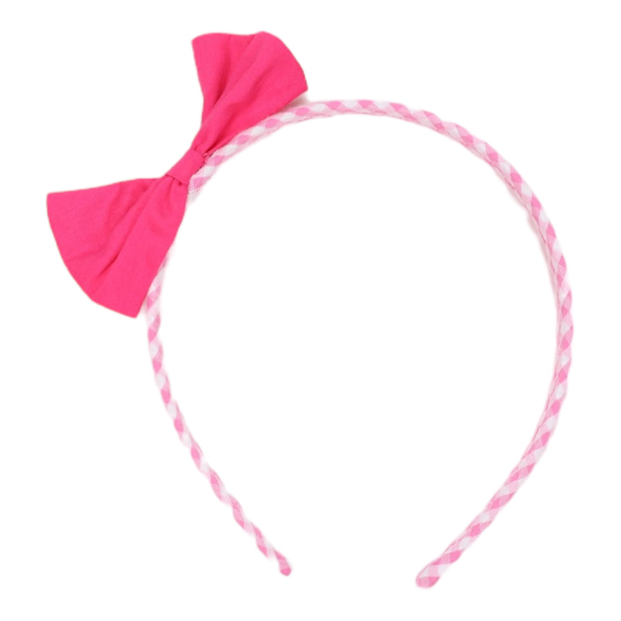 Gingham Headband Hot Pink