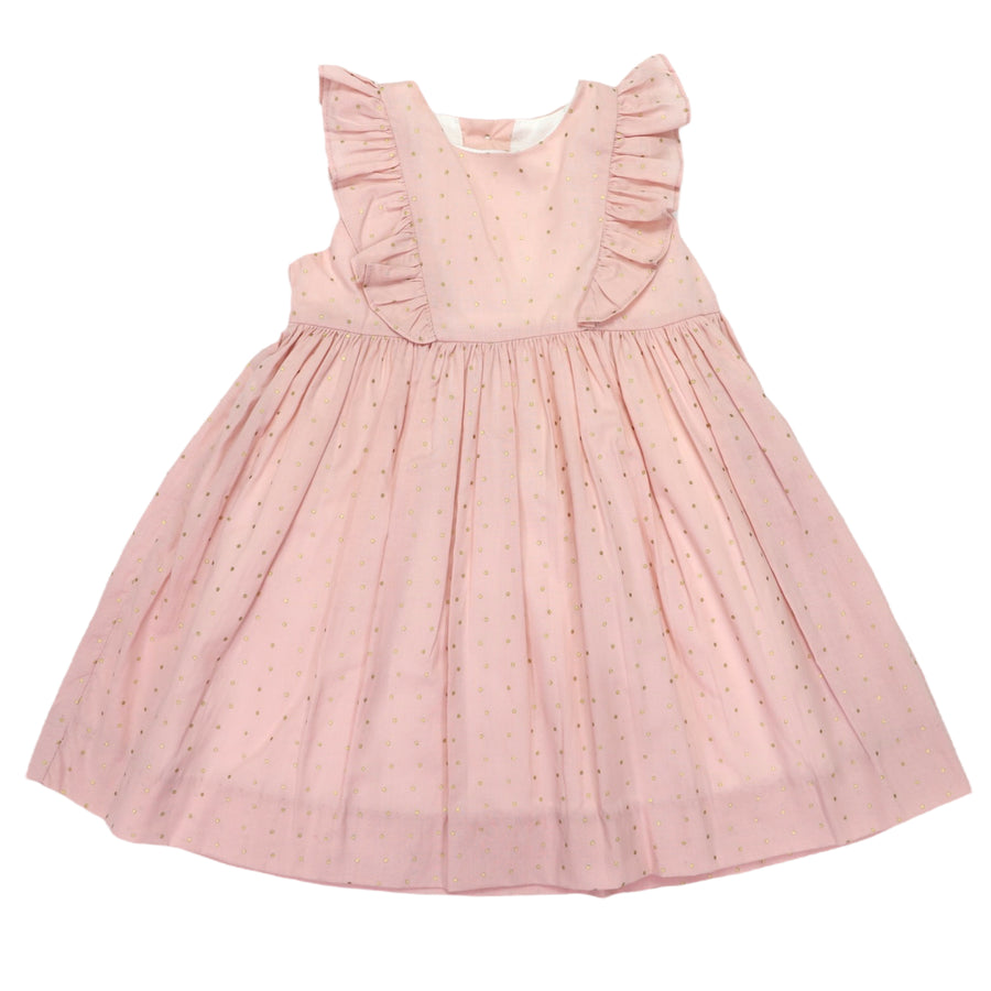 Springtime Frill Woven Dress Pink