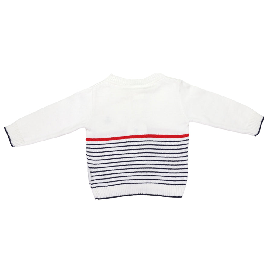 Striped Cardigan with Anchor embroidery