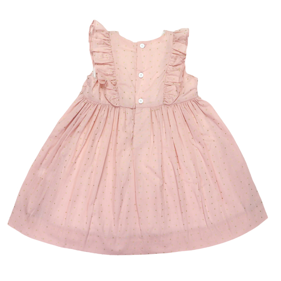 Springtime Frill Woven Dress Pink