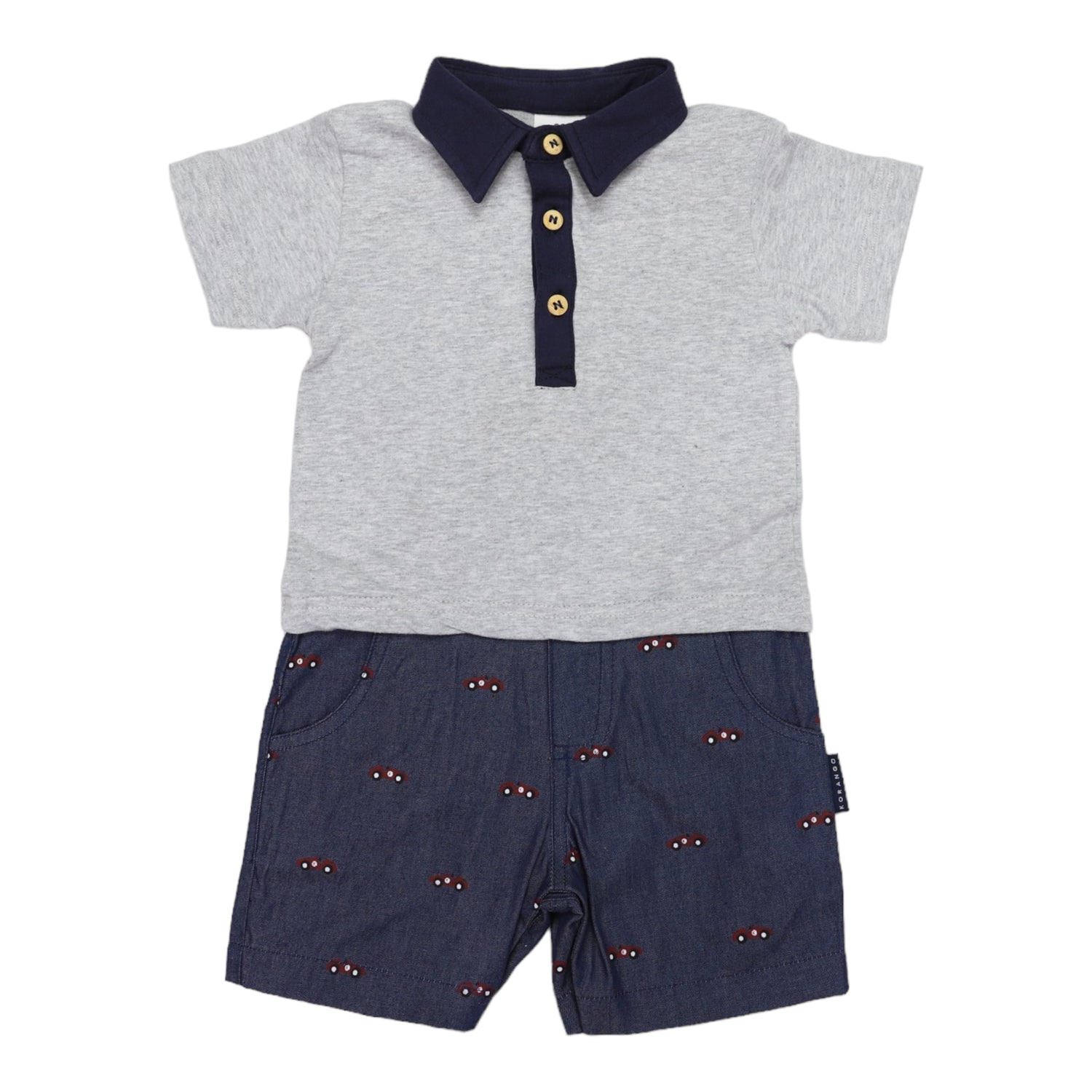 Race Car Short Sleeve Onesie Grey