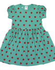 Strawberry Print Cotton Dress Green