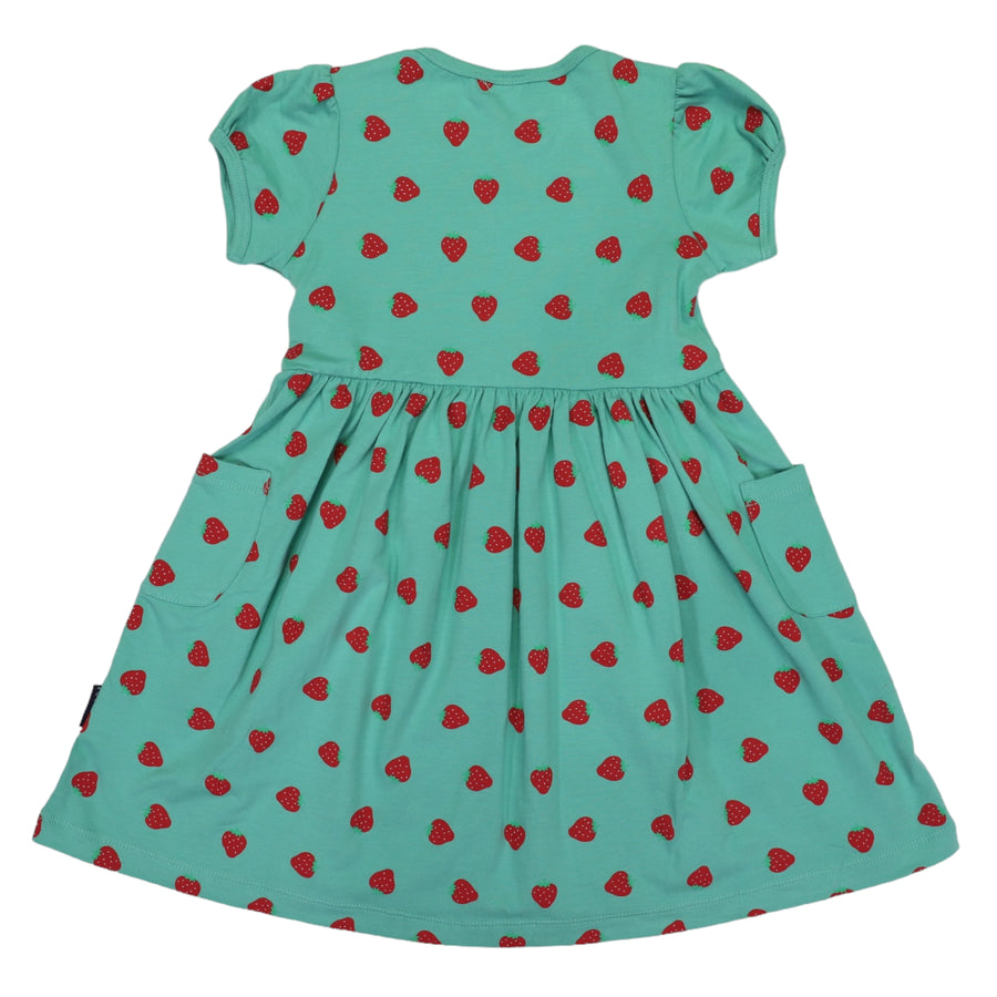 Strawberry Print Cotton Dress Green