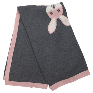 Knit Blanket with Kangaroo Design Pink