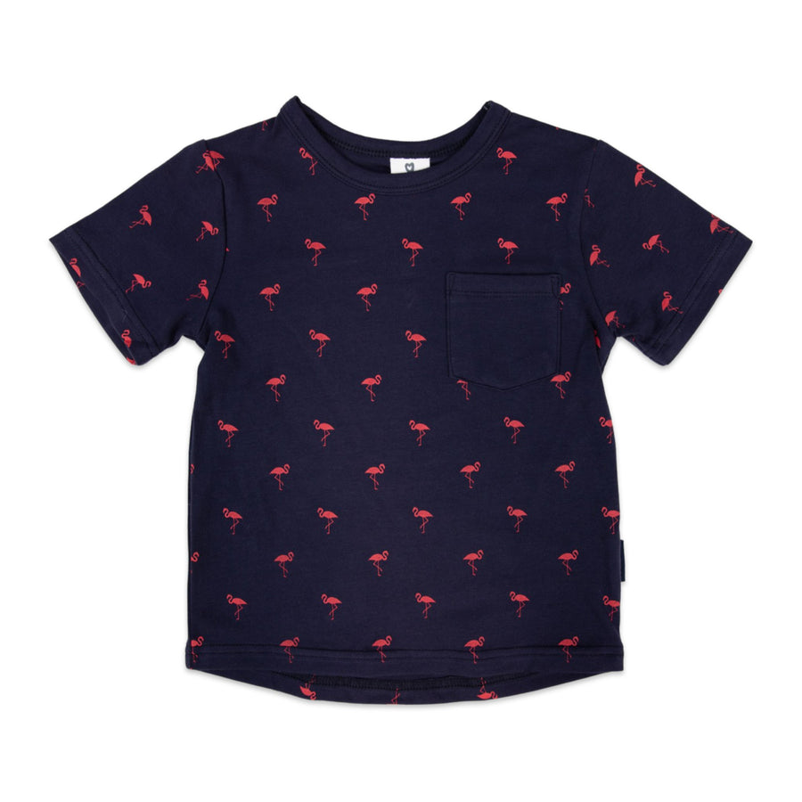 Pocket Tee with Flamingo Print