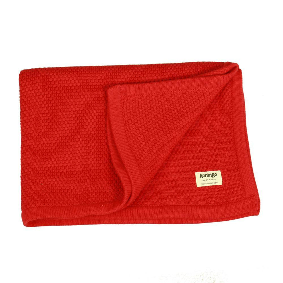 Knit Textured Blanket Red