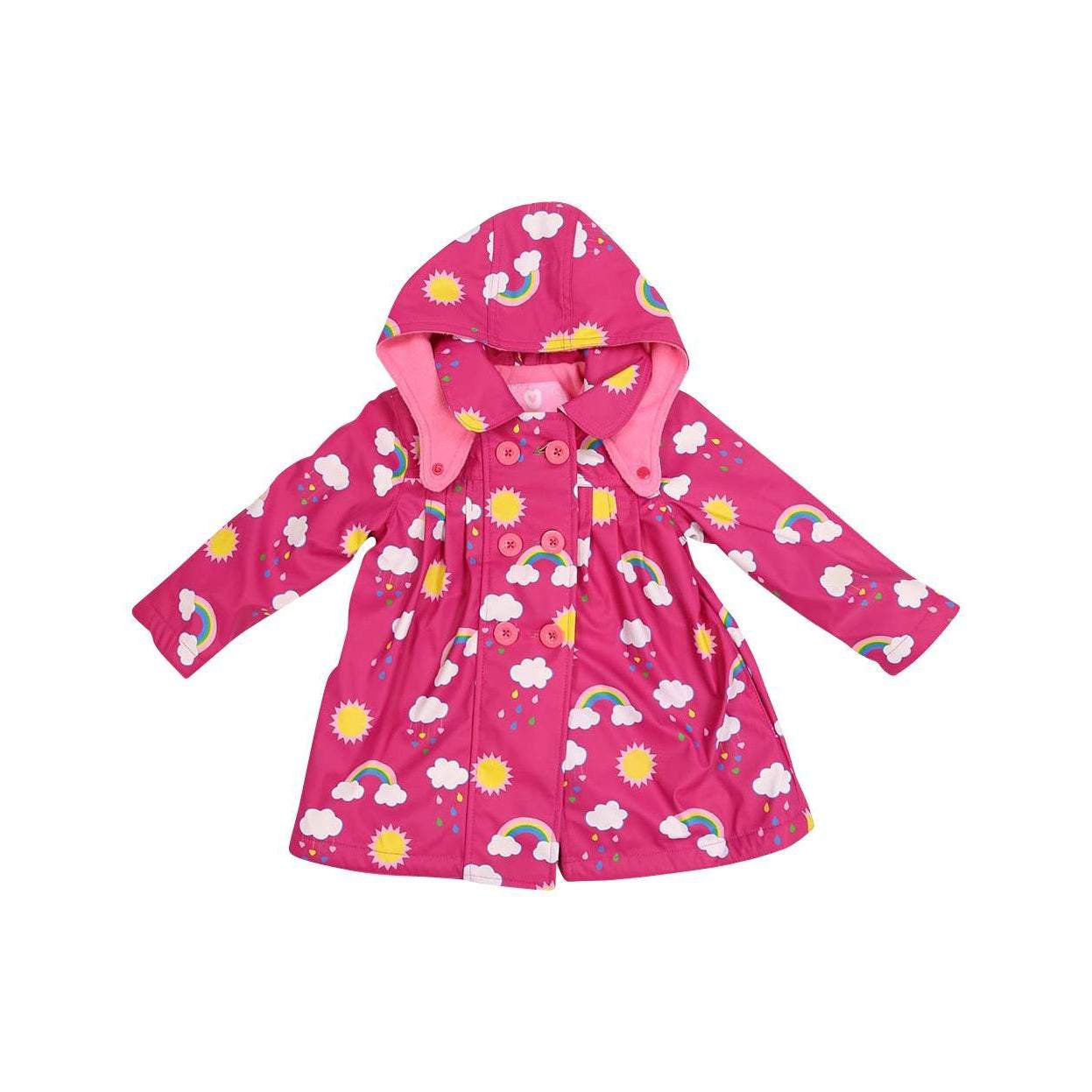 Fleece Lined Rainbow Raincoat Pink
