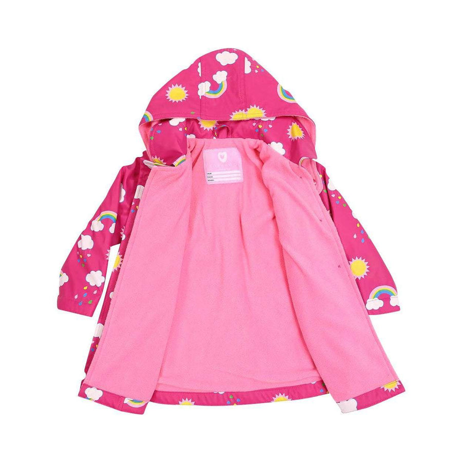 Fleece Lined Rainbow Raincoat Pink