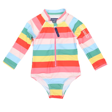 Rainbow Zip Swimsuit Rainbow Stripe