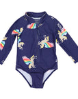 Unicorn Zip Swimsuit Navy