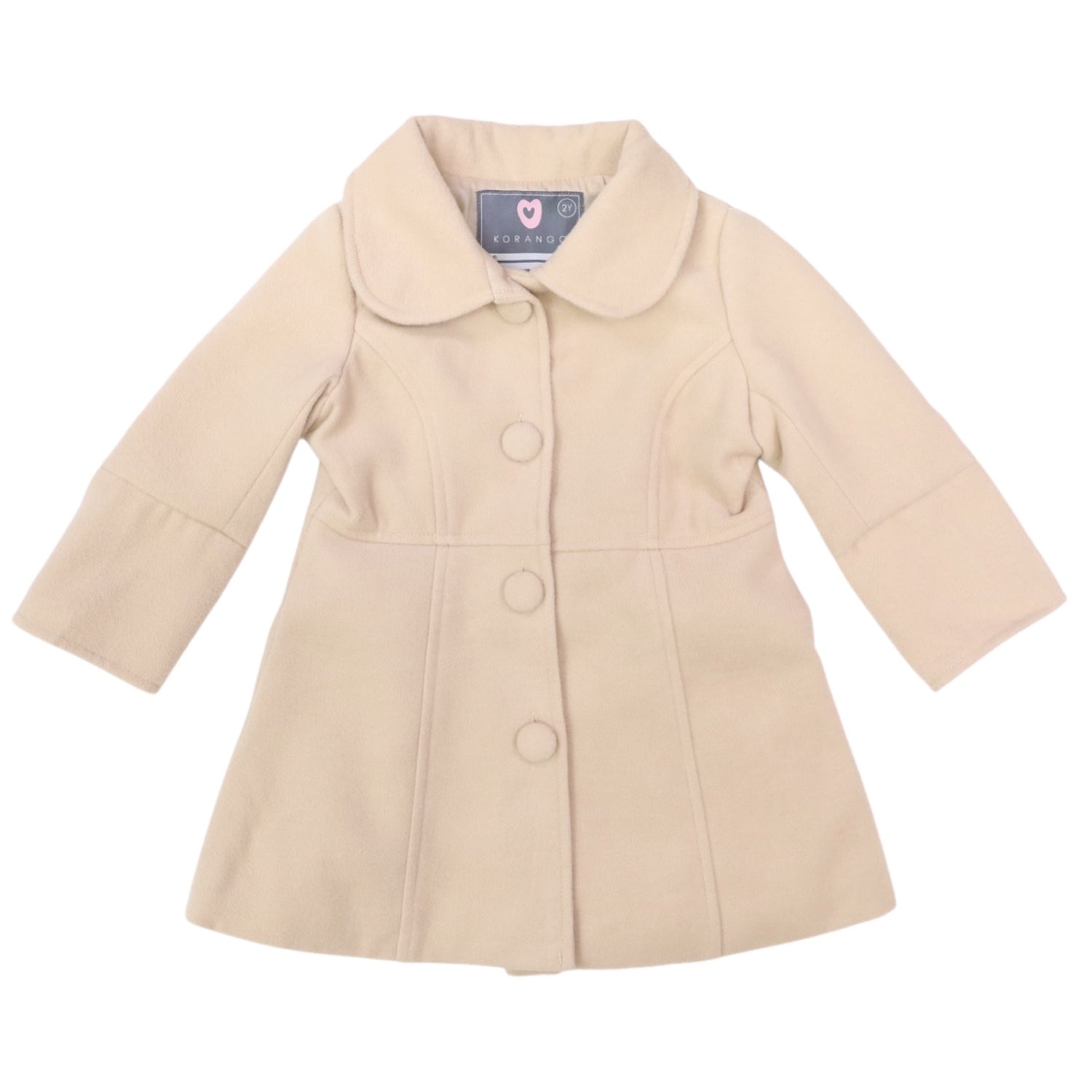 Faux Wool Collared Overcoat Beige