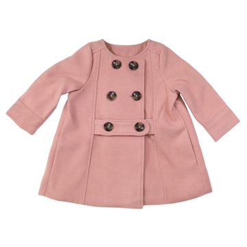 Double Breasted Satin Lined Overcoat Dusty Pink