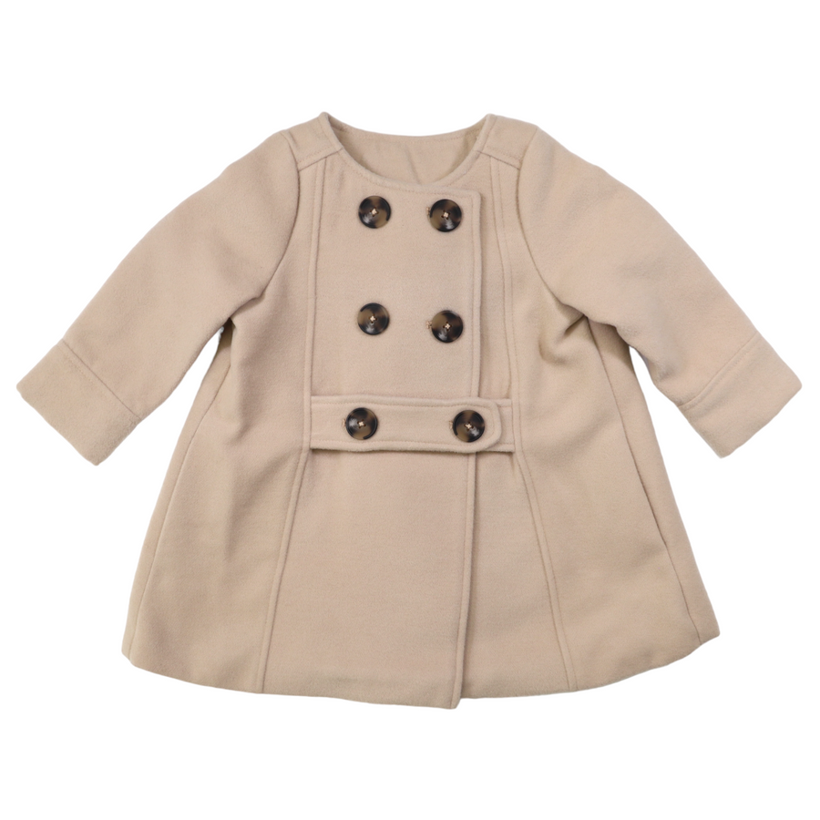 Double Breasted Satin Lined Overcoat Beige