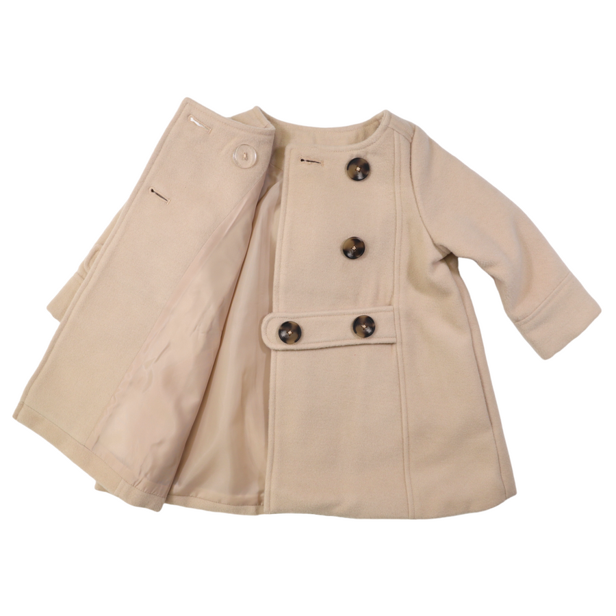 Double Breasted Satin Lined Overcoat Beige