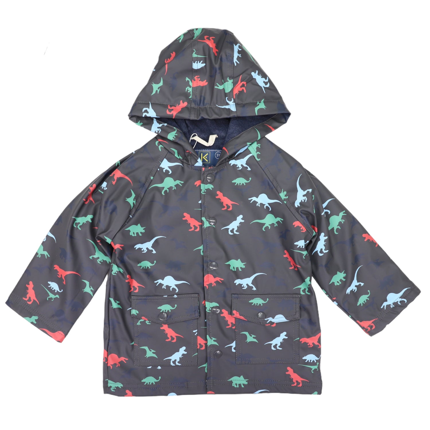 Dinosaur Raincoat Terry Towelling Lined Charcoal