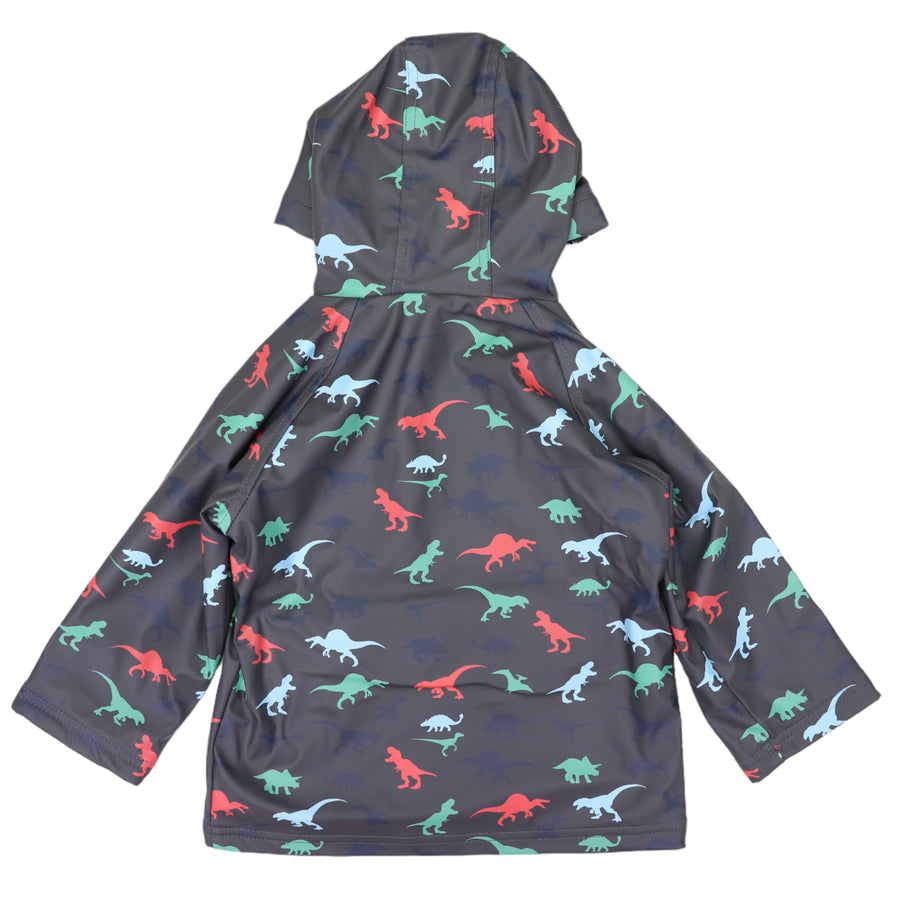 Dinosaur Raincoat Terry Towelling Lined Charcoal