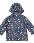 Dinosaur Raincoat Terry Towelling Lined Navy