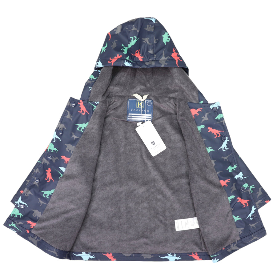 Dinosaur Raincoat Terry Towelling Lined Navy