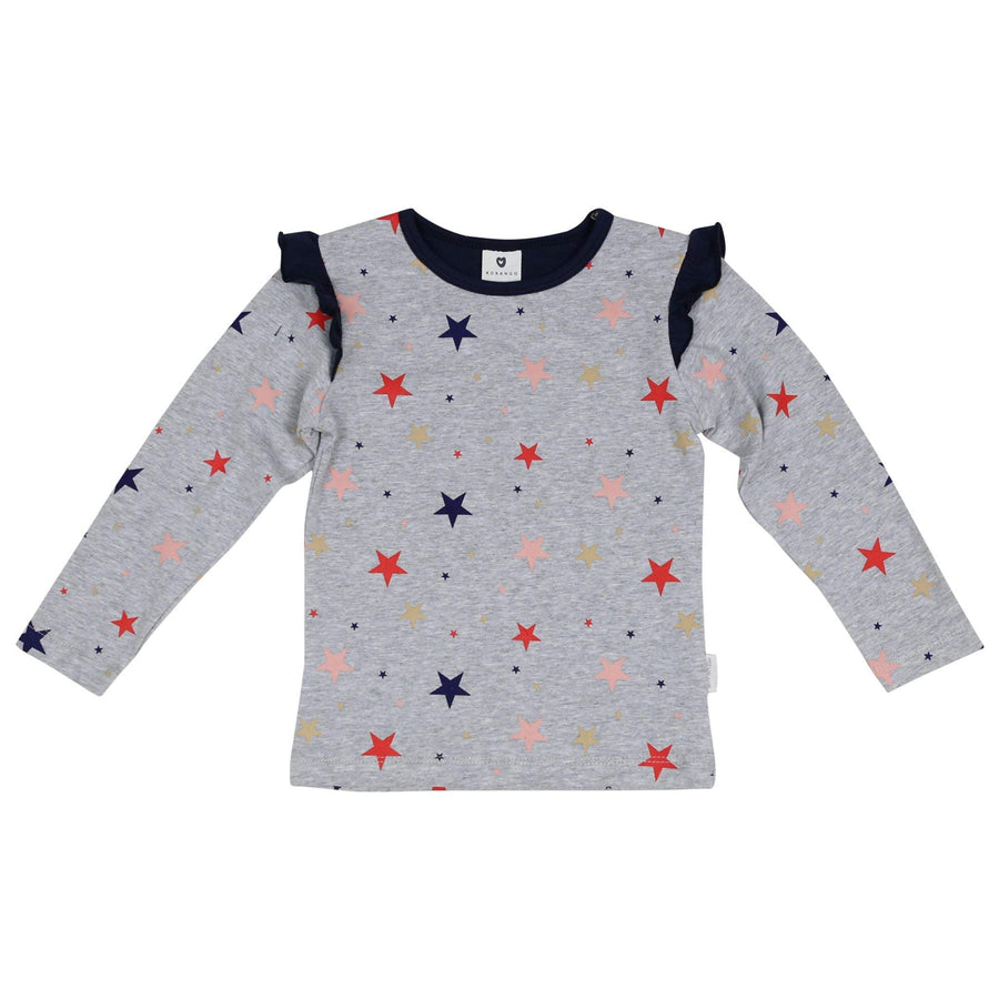 Star Long Sleeve Top with Frill Grey