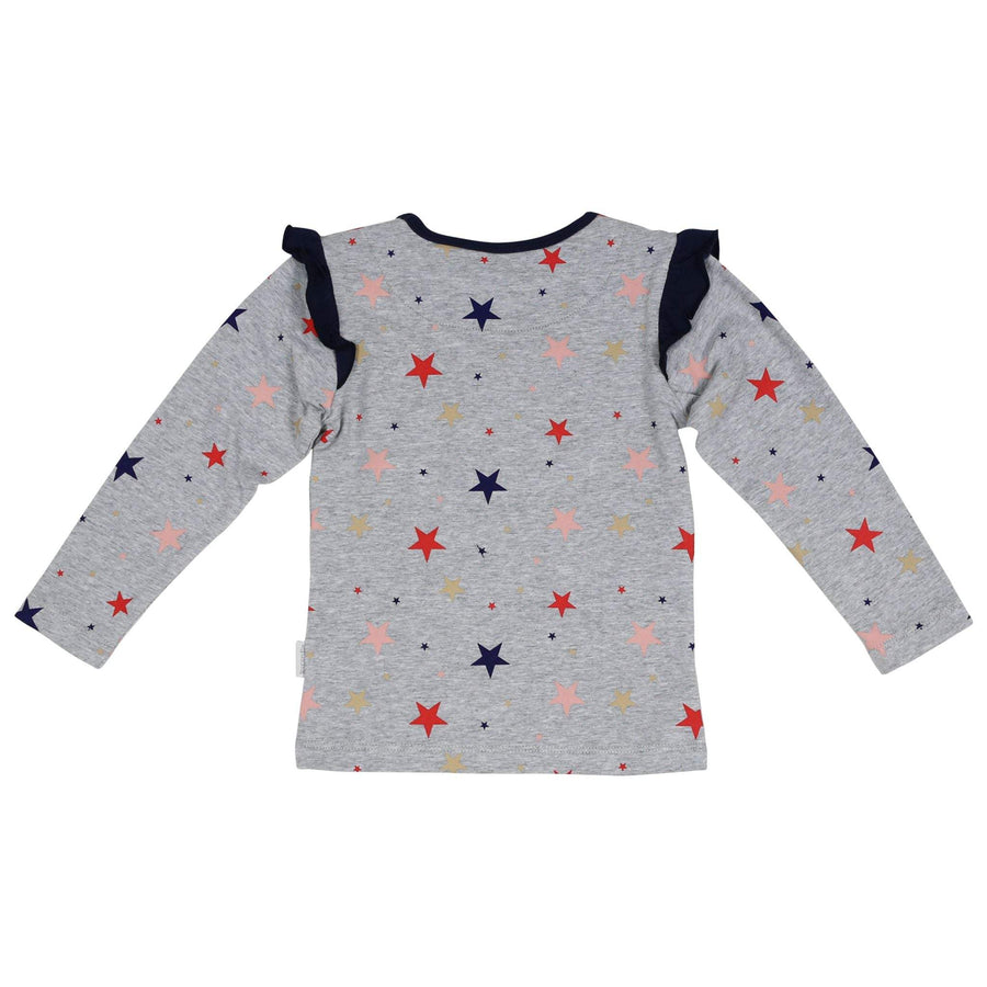 Star Long Sleeve Top with Frill Grey