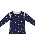 Star Long Sleeve Top with Frill Navy