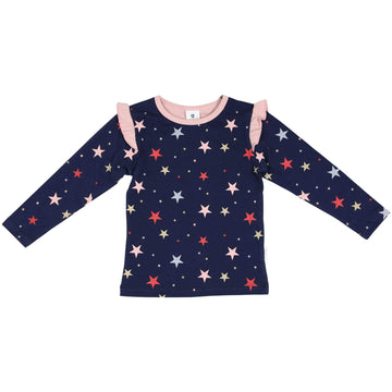 Star Long Sleeve Top with Frill Navy