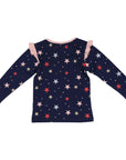 Star Long Sleeve Top with Frill Navy