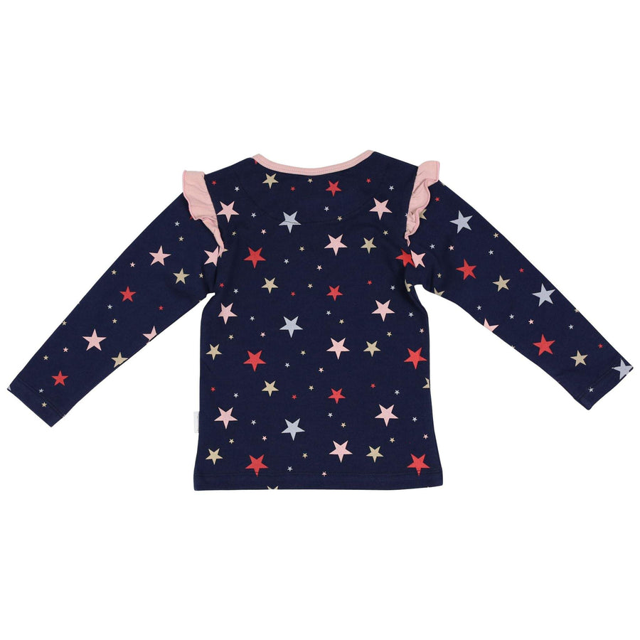 Star Long Sleeve Top with Frill Navy