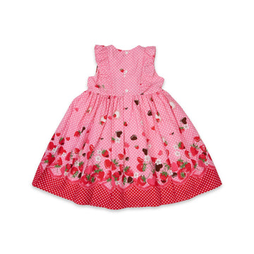 Strawberry Hearts Frill Dress Pink