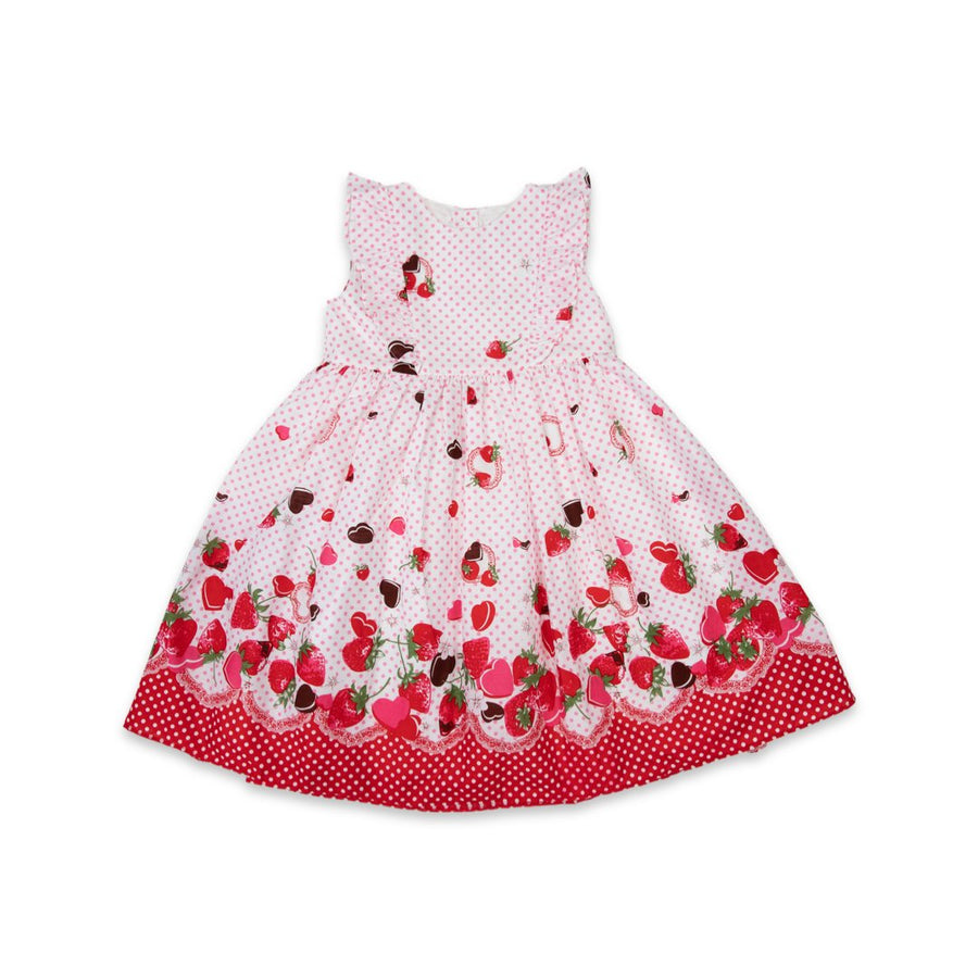 Strawberry Hearts Frill Dress White