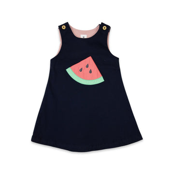 Pinafore with Watermelon Applique Navy
