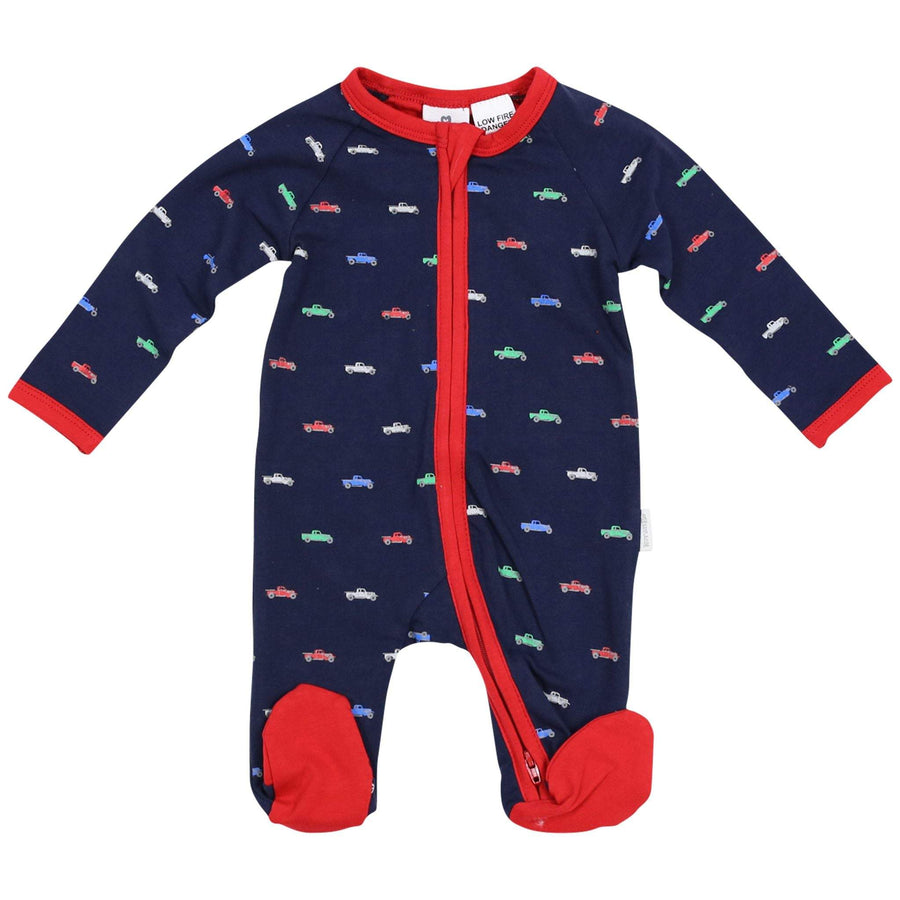 Cotton Romper with Car Print Navy