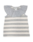 Subtle Stripes Striped Blouse with Frill Grey