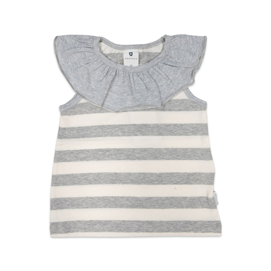 Subtle Stripes Striped Blouse with Frill Grey