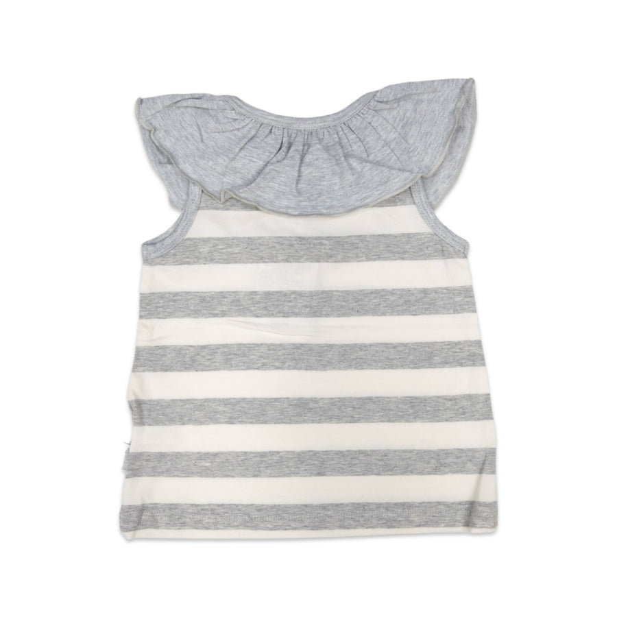 Subtle Stripes Striped Blouse with Frill Grey