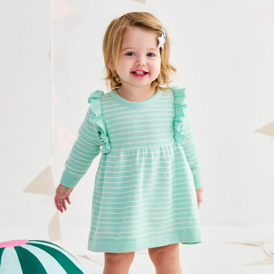 Striped Knit Dress Mint