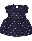 Unicorn Print Cotton Dress with Pockets Navy