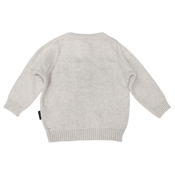 Trucks and Diggers Embroidered Knit Sweater Grey