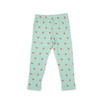 Cotton Legging with Watermelon Print Green