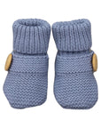 Cotton Knit Button Bootie with Gift Box Dusty Blue