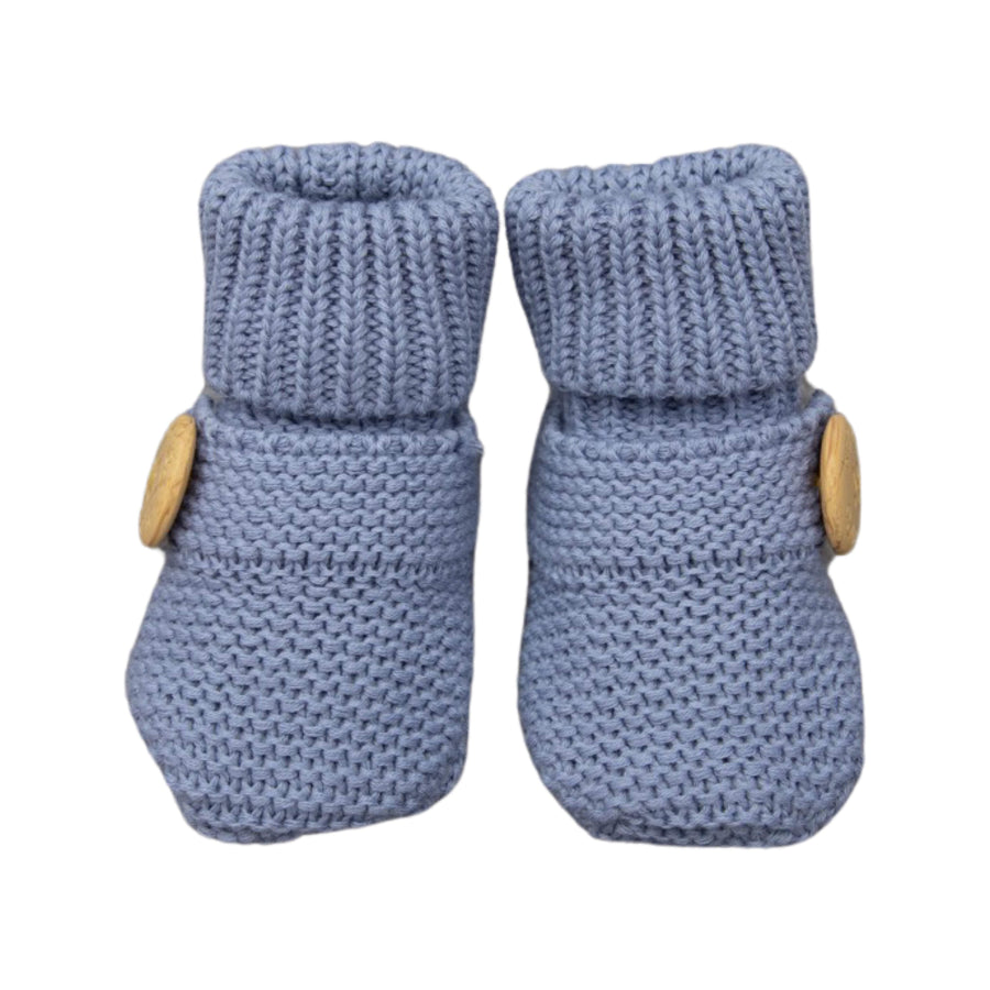 Cotton Knit Button Bootie with Gift Box Dusty Blue