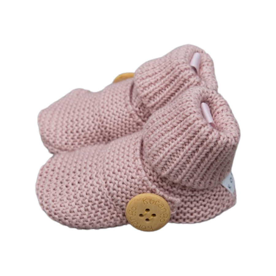 Cotton Knit Button Bootie with Gift Box Dusty Pink