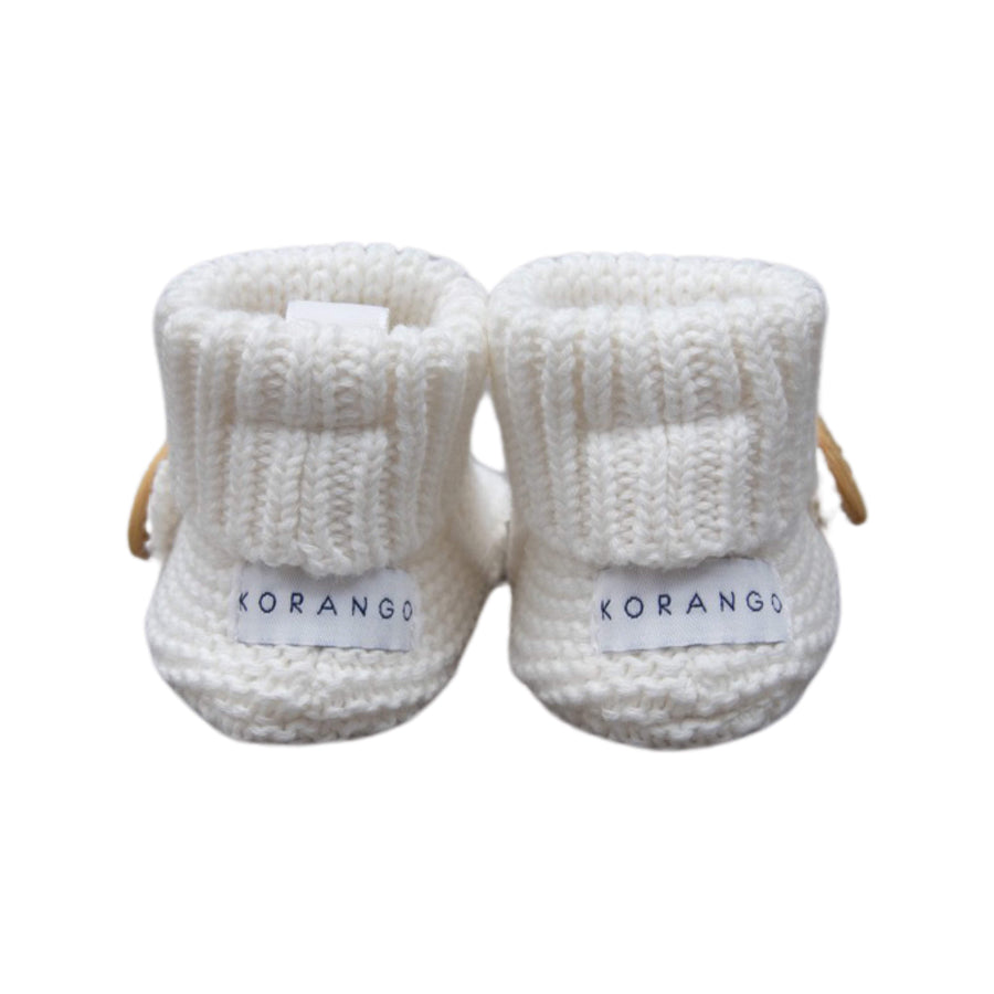 Cotton Knit Button Bootie with Gift Box White