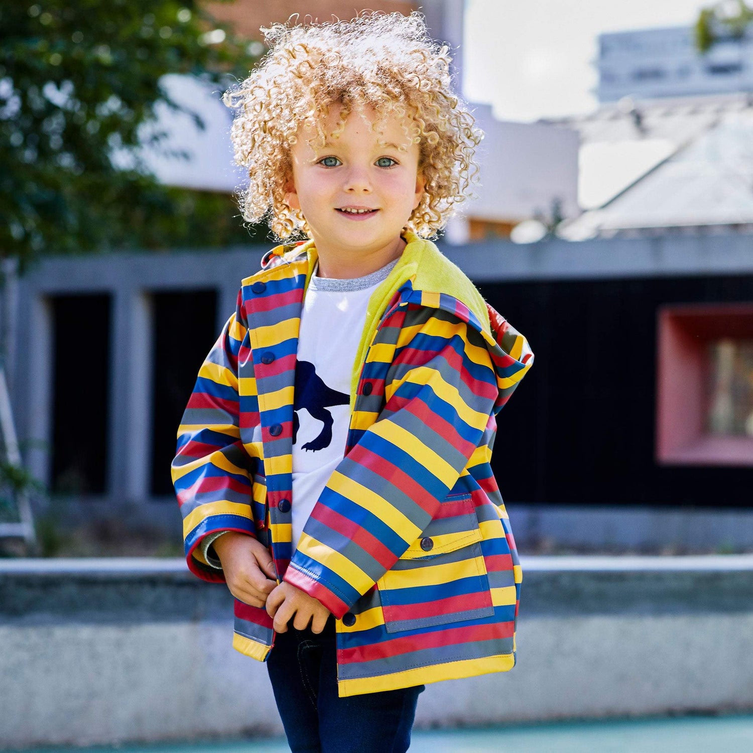 Striped Raincoat Mustard Stripe